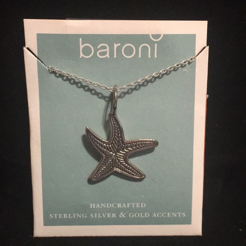 Baroni Sterling Silver Etched Sea Star Necklace - Picture 4 of 5